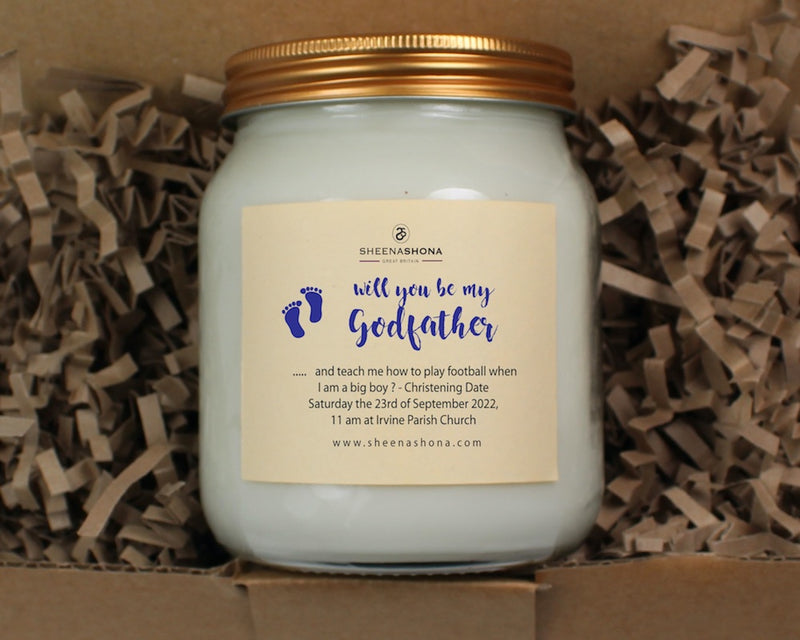 Will You Be My Godfather Personalised Soya Wax Large Honey Jar Candle