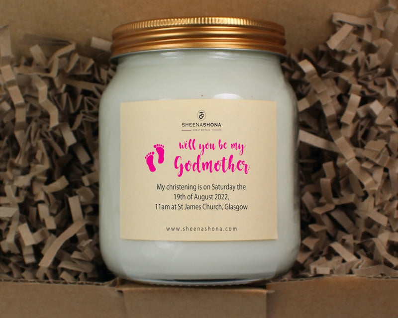 Will You Be My Godmother Personalised Soya Wax Large Honey Jar Candle