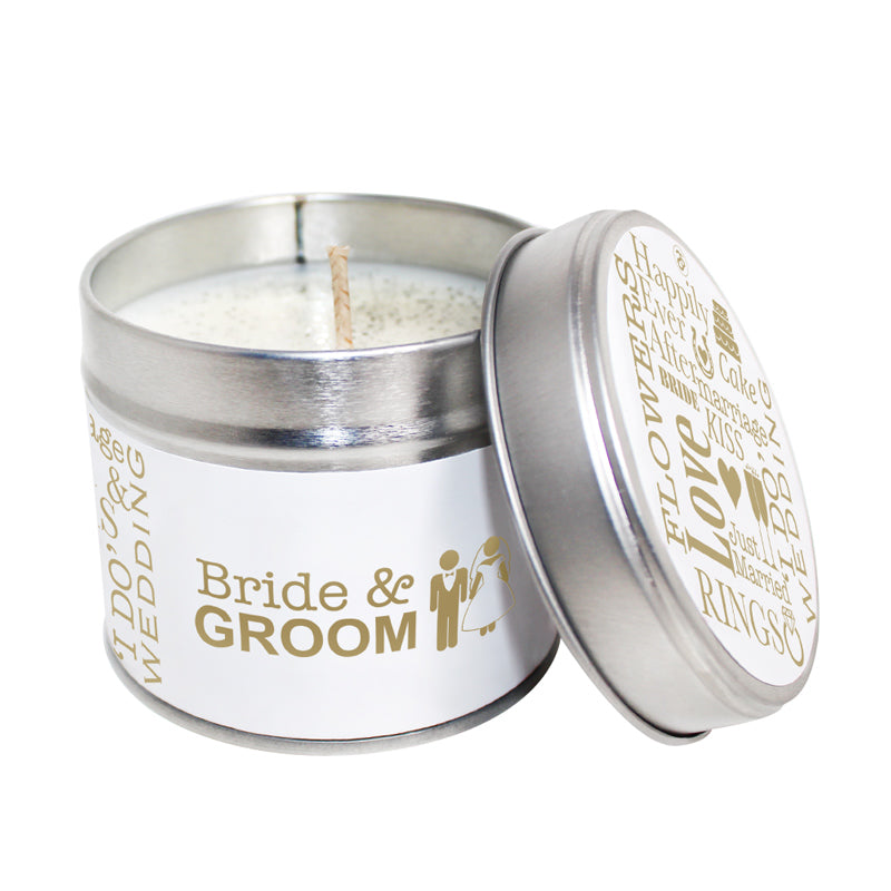 Bride & Groom Wedding Soya Wax Candle Tin