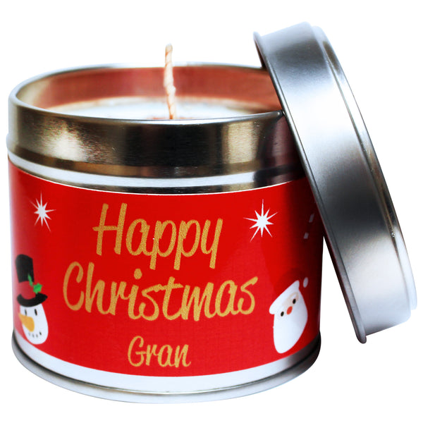 Personalised Happy Christmas Gran Soya Wax Candle Tin