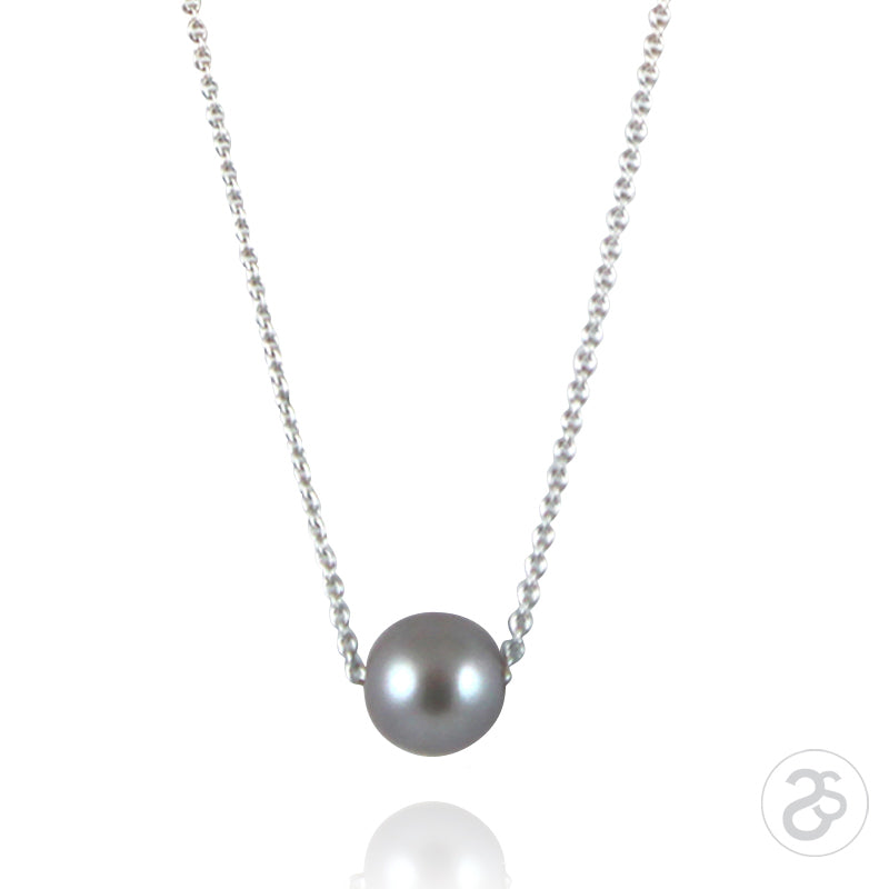 Grey Freshwater Pearl & Sterling Silver Adjustable Choker Necklace