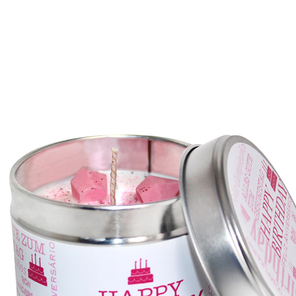 Happy Birthday Soya Wax Candle Tin (Pink)