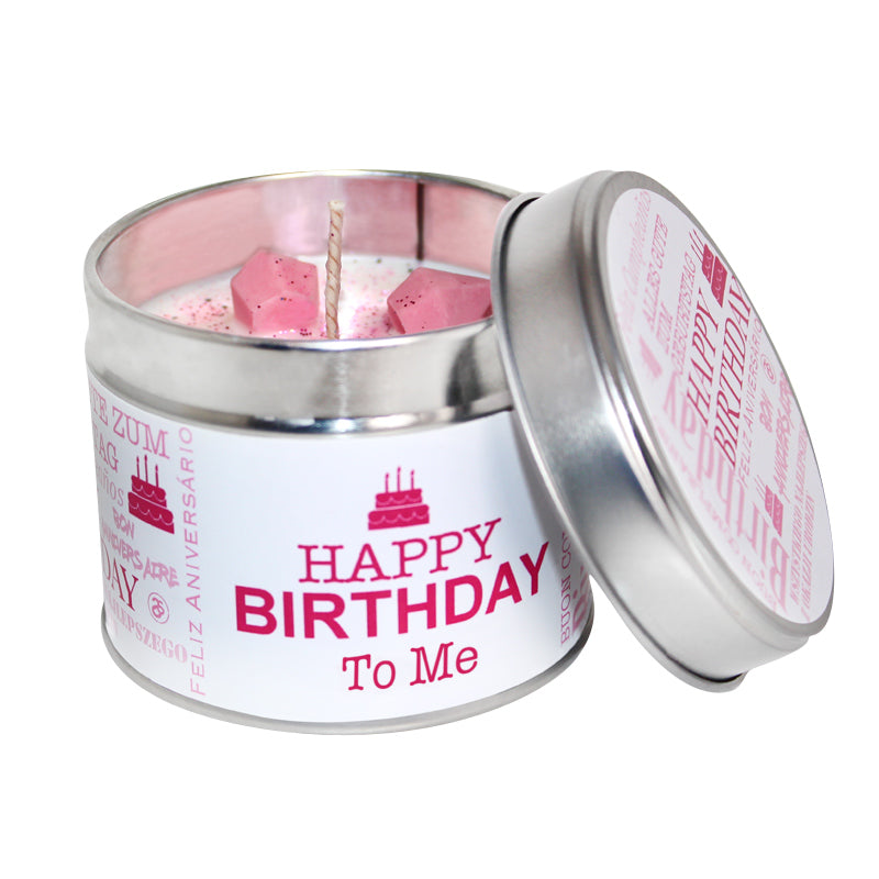 Happy Birthday To Me Soya Wax Candle Tin (Pink)