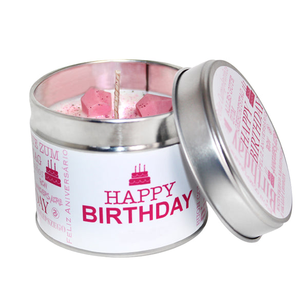 Happy Birthday Soya Wax Candle Tin (Pink)