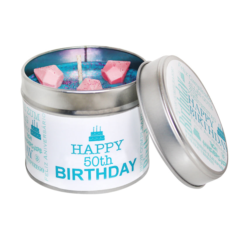 Happy Birthday By Age Soya Wax Candle Tin (Teal)