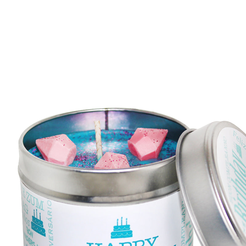 Personalised Happy Birthday Soya Wax Candle Tin (Teal)