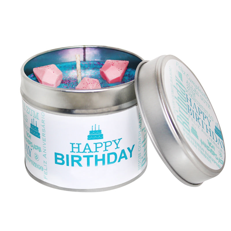Happy Birthday Soya Wax Candle Tin (Teal)