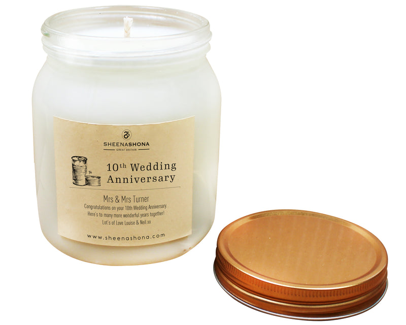 10th Year Tin Wedding Anniversary  Honey Jar Candle