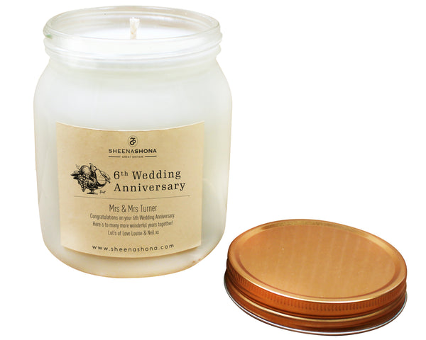 6th Year Sweets Wedding Anniversary Large Honey Jar Candle
