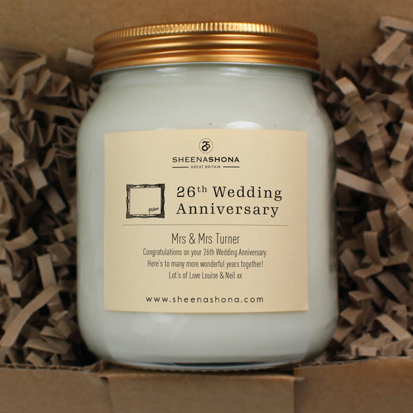 26th Year Picture Wedding Anniversary Large Honey Jar Candle