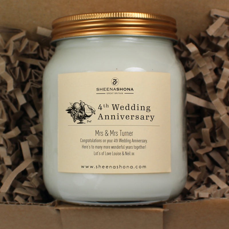 4th Year Fruit Wedding Anniversary Large Honey Jar Candle