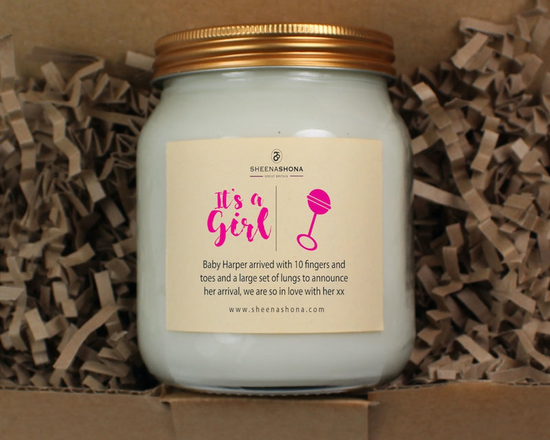It's A Girl Personalised Soya Wax Honey Jar Candle