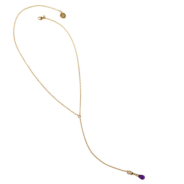 Amethyst & Yellow Gold Lariat Necklace