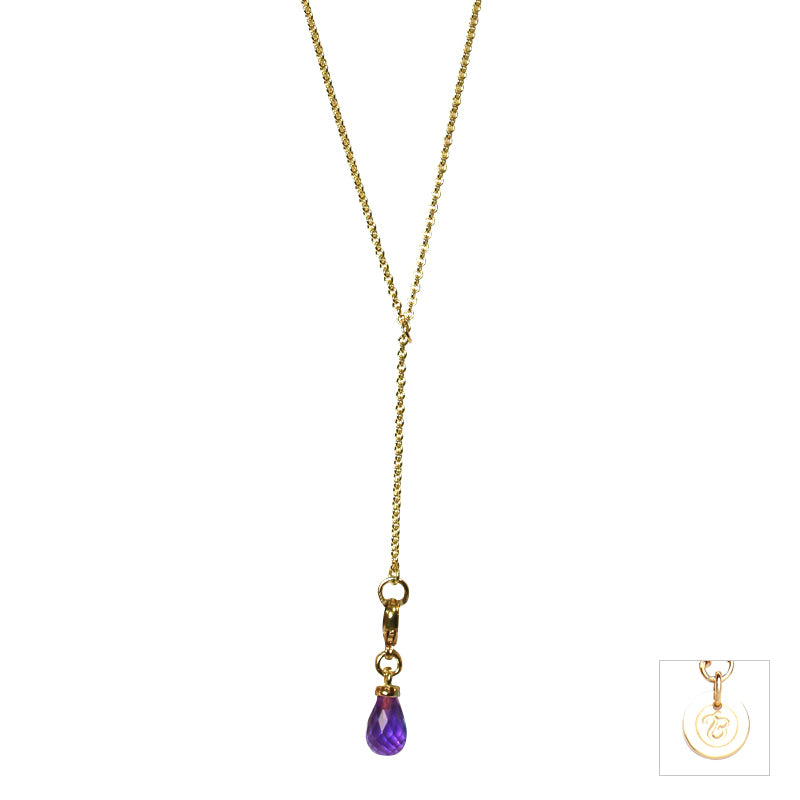 Amethyst & Yellow Gold Lariat Necklace