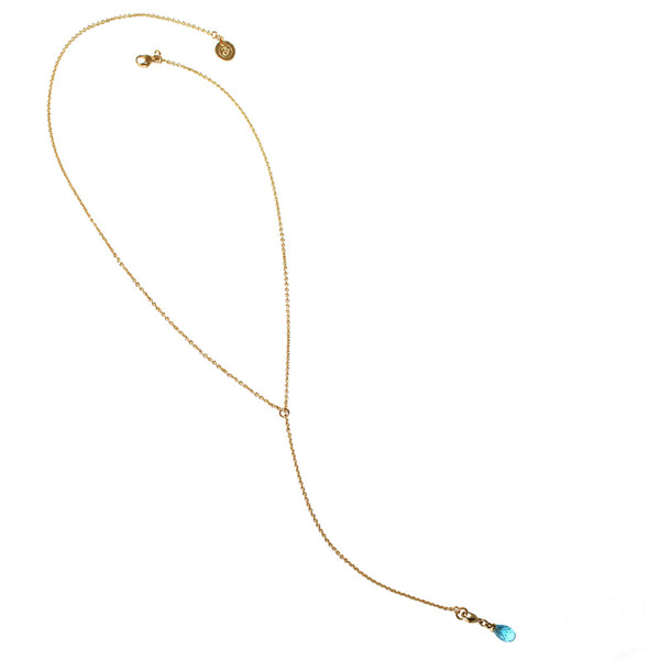 Blue Topaz & Yellow Gold Lariat Necklace