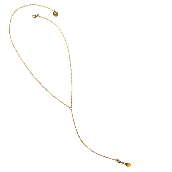 Citrine & Yellow Gold Lariat Necklace