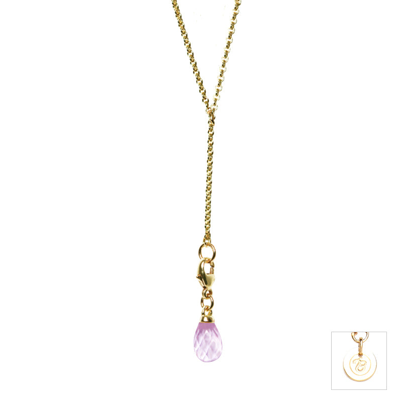 Amethyst & Yellow Gold Lariat Necklace