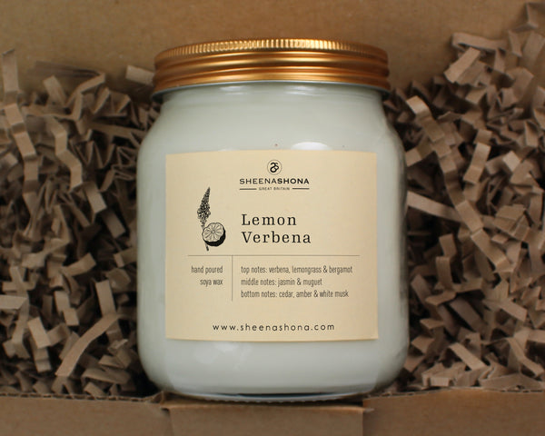 Lemon Verbena Scented Soya Wax Honey Jar Candle