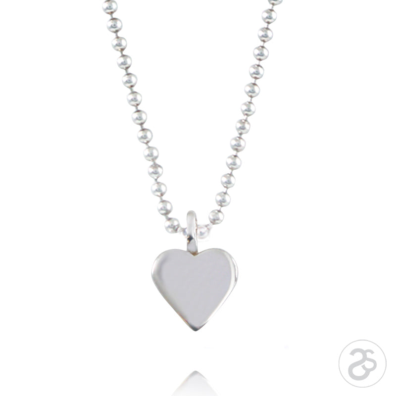 Sterling Silver Heart Charm & Beaded Chain