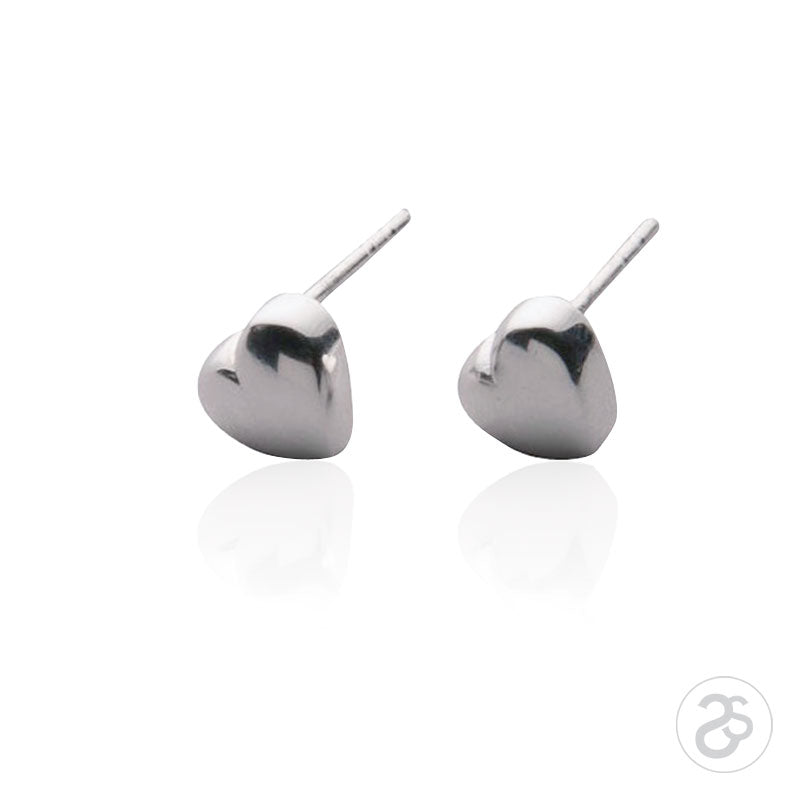Sterling Silver Love Heart Stud Earrings