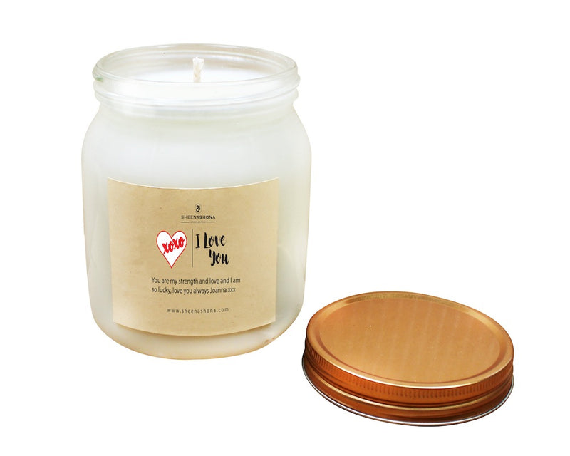 'I Love You' Personalised Large Soya Wax Honey Jar Candle