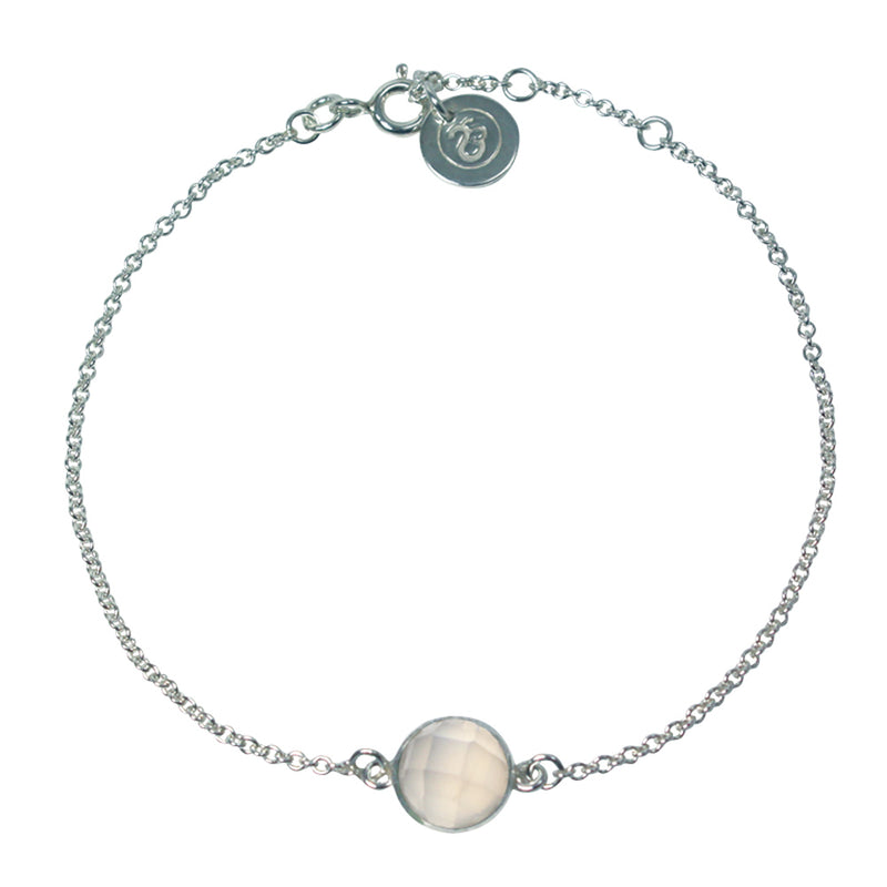 Moonstone Bezel Gemstone & Sterling Silver Bracelet