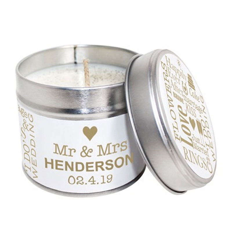 Mr & Mrs Wedding Day Soya Wax Candle Tin