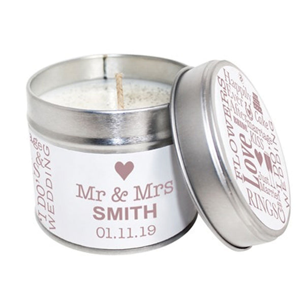 Mr & Mrs Wedding Day Soya Wax Candle Tin