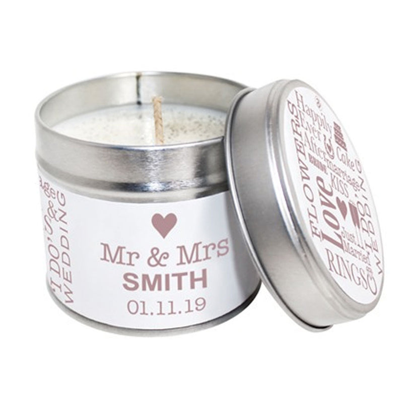 Mr & Mrs Wedding Day Soya Wax Candle Tin