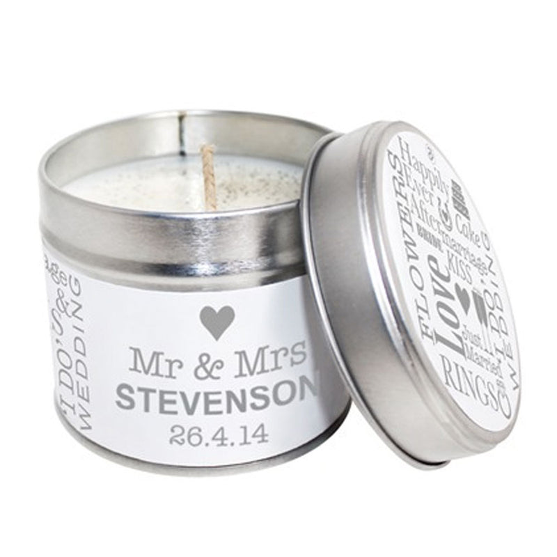 Mr & Mrs Wedding Day Soya Wax Candle Tin