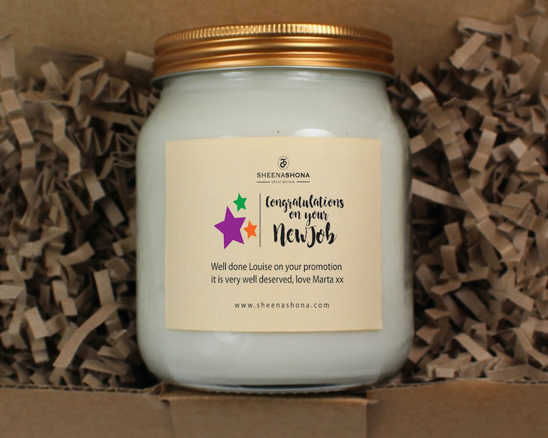 Congratulations On Your New Job Personalised Soya Wax Honey Jar Candle