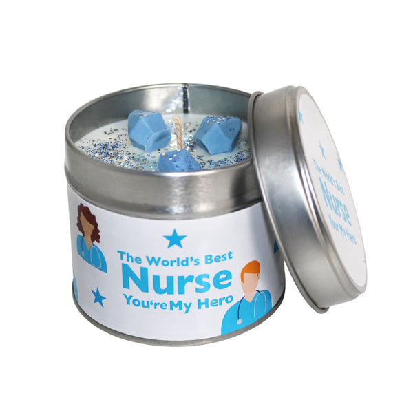 The Worlds Best Nurse, You're My Hero Soya Wax Candle Tin