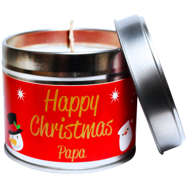 Papa Personalised Happy Christmas Soya Wax Candle Tin