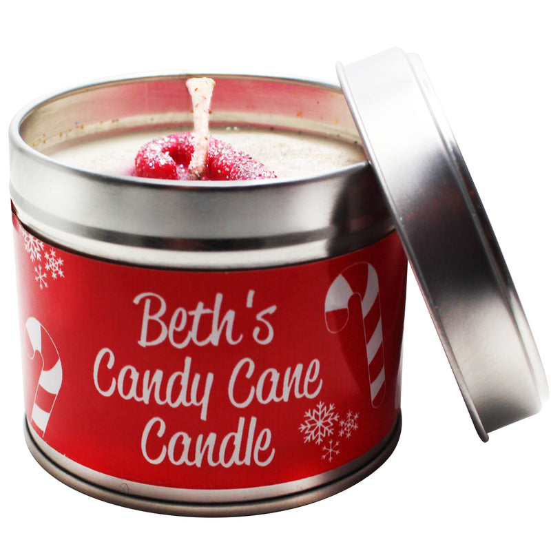 Christmas Personalised Candy Cane Soya Wax Candle Tin