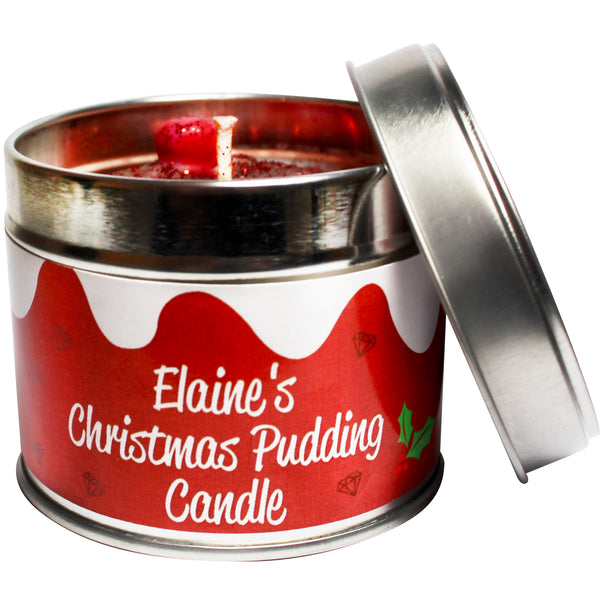 Pudding Soya Christmas Personalised Wax Candle Tin