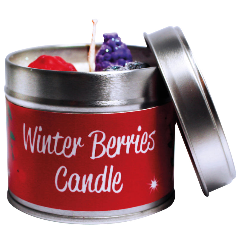 Christmas Winter Berries Soya Wax Candle Tin