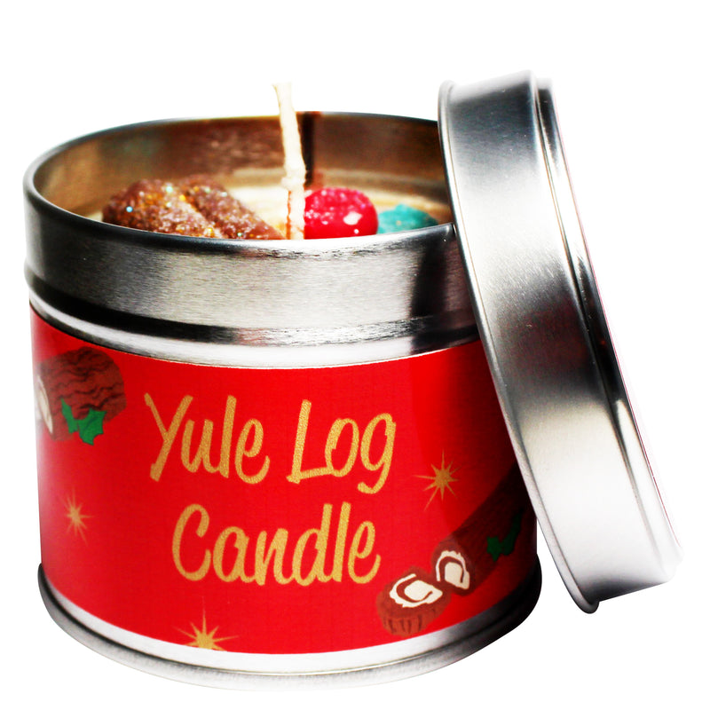 Christmas Chocolate Yule Log Soya Wax Candle Tin