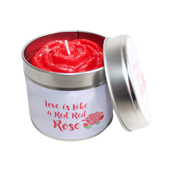 Rabbie Burns 'Love Is Like A Red Red Rose' Soya Wax Candle Tin