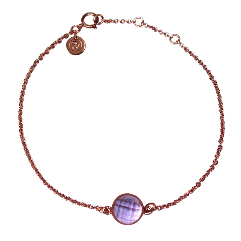 Purple Amethyst Bezel Gemstone & Rose Gold Bracelet