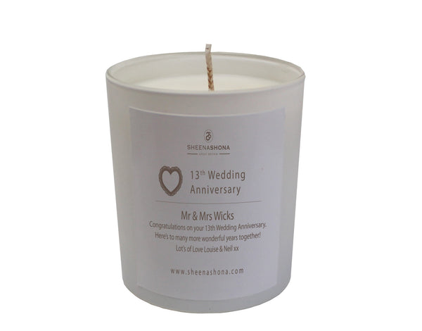 13th Year Lace Wedding Anniversary Luxury Candle