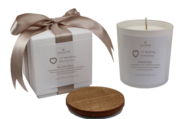 13th Year Lace Wedding Anniversary Luxury Candle