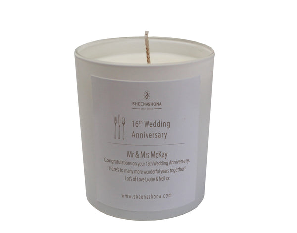 16th Silverware Wedding Anniversary Luxury Candle