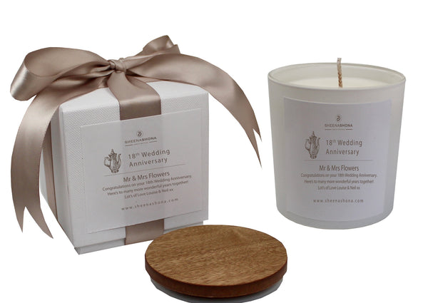 18th Year Porcelain Wedding Anniversary Luxury Candle