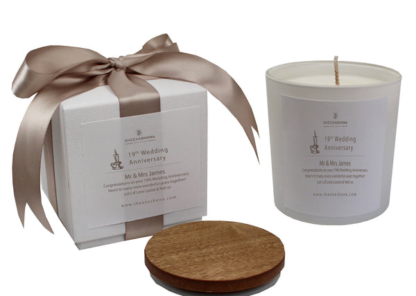 19th Year Bronze Wedding Anniversary Luxury Candle