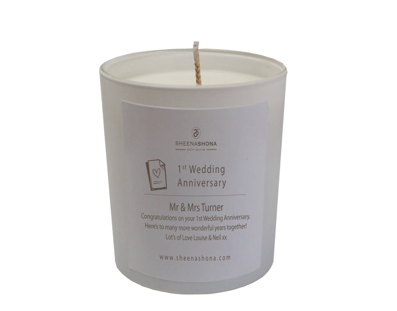 1st Year Paper Wedding Anniversary Luxury Candle