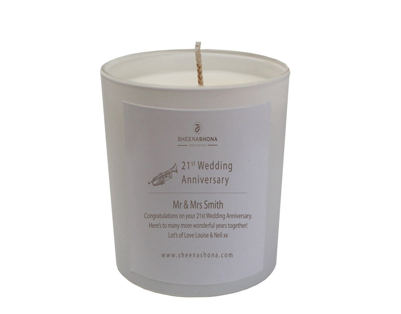 21st Year Brass Wedding Anniversary Luxury Candle