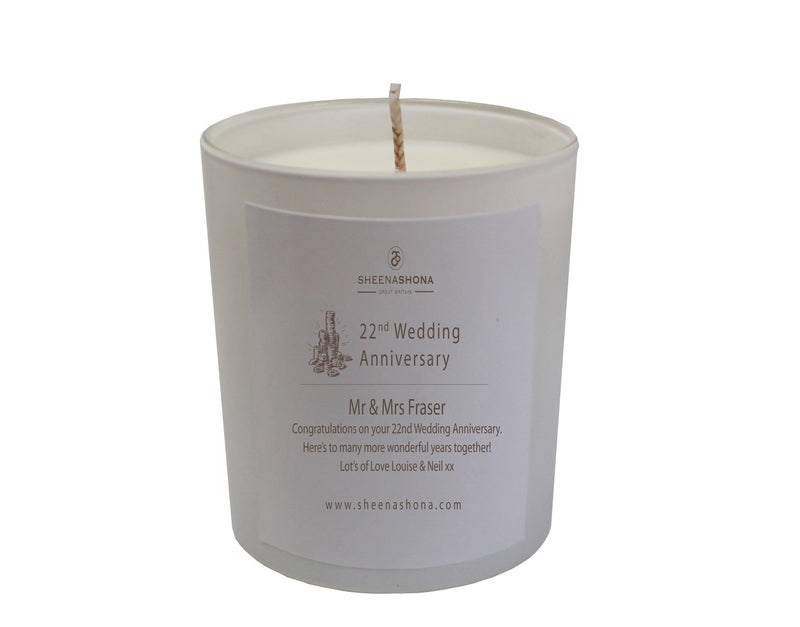 22nd Year Copper Wedding Anniversary Luxury Candle