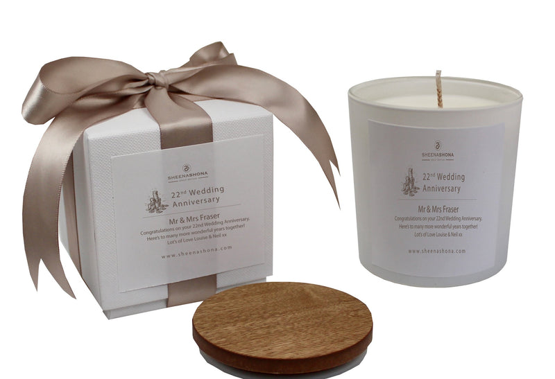 22nd Year Copper Wedding Anniversary Luxury Candle