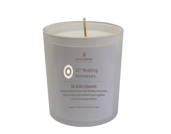 23rd Year Silver Plate Wedding Anniversary Luxury Candle