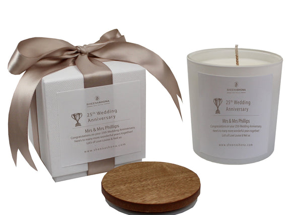 25th Year Silver Wedding Anniversary Luxury Candle